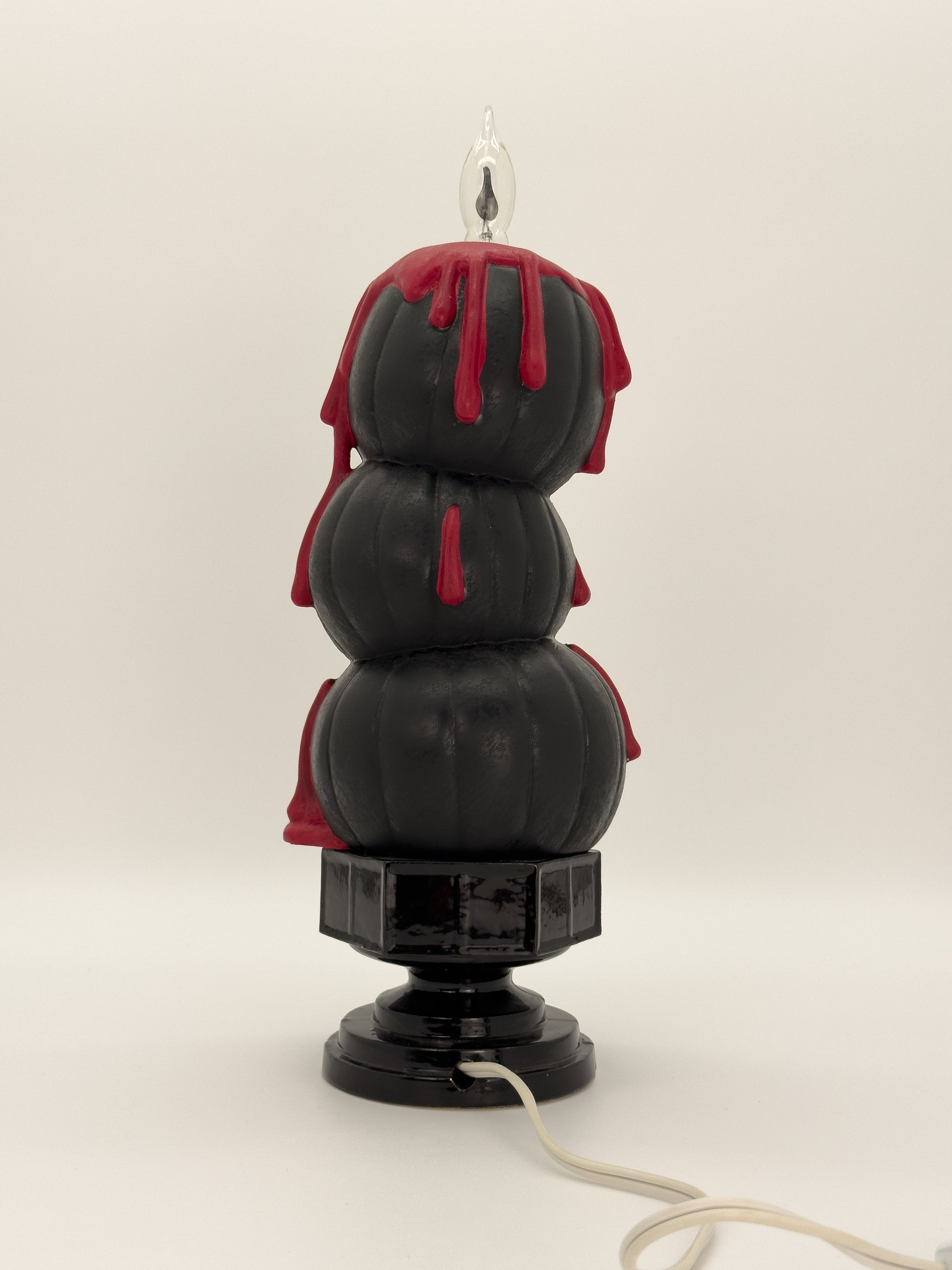 Black Acrylic Stacked Pumpkin Flicker Lamp