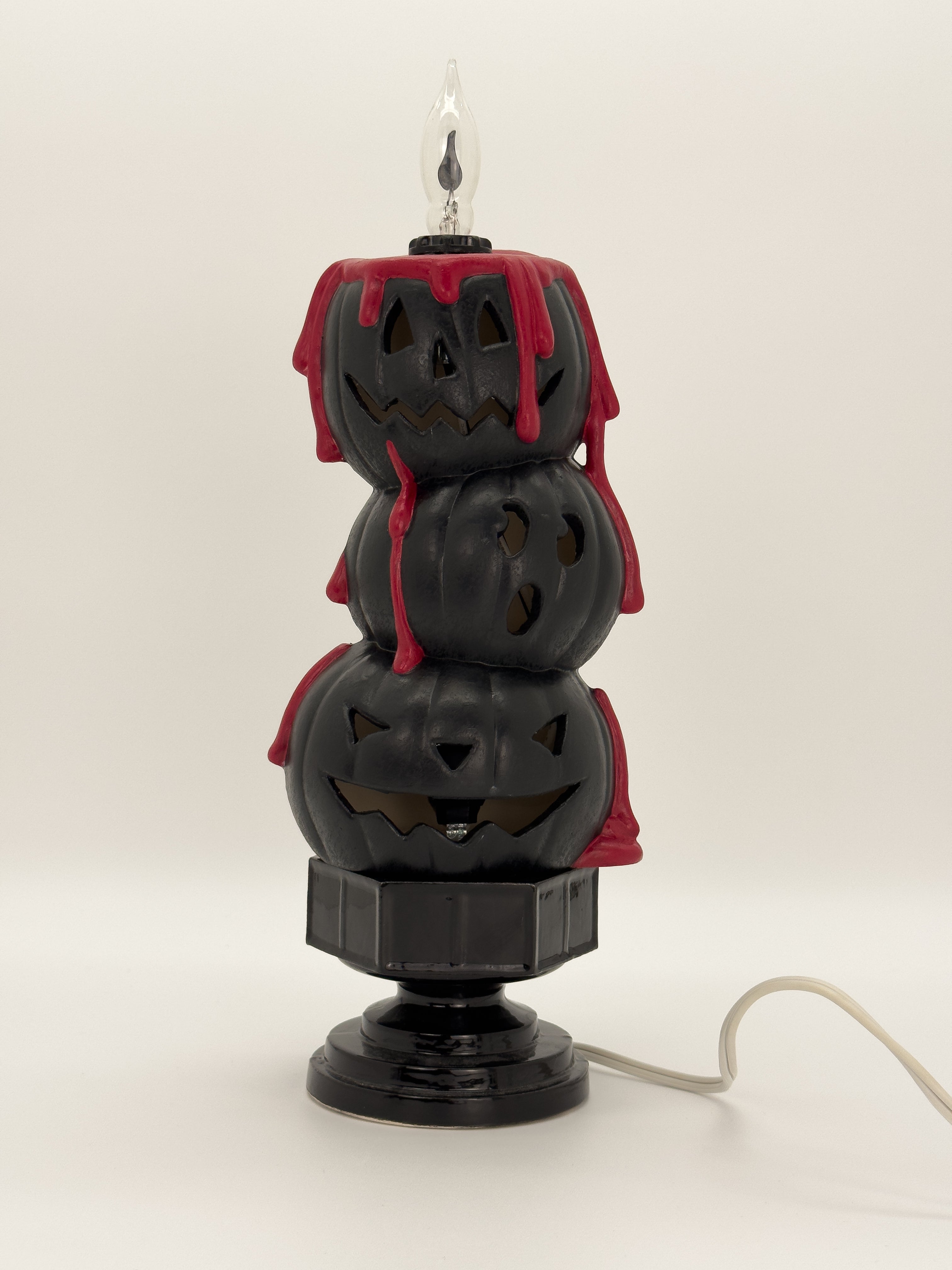 Black Acrylic Stacked Pumpkin Flicker Lamp