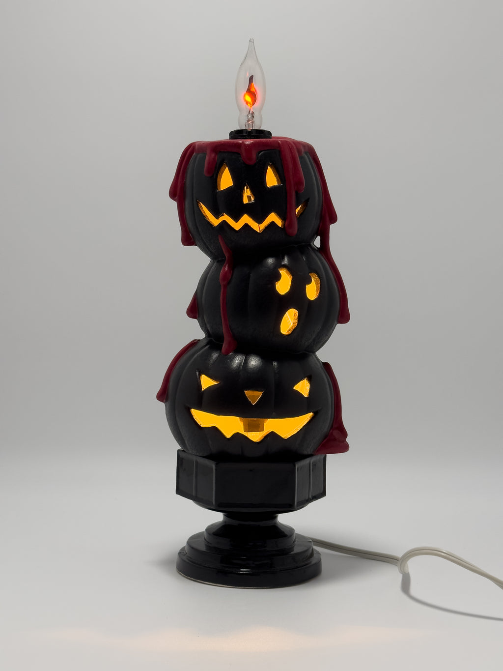 Black Acrylic Stacked Pumpkin Flicker Lamp