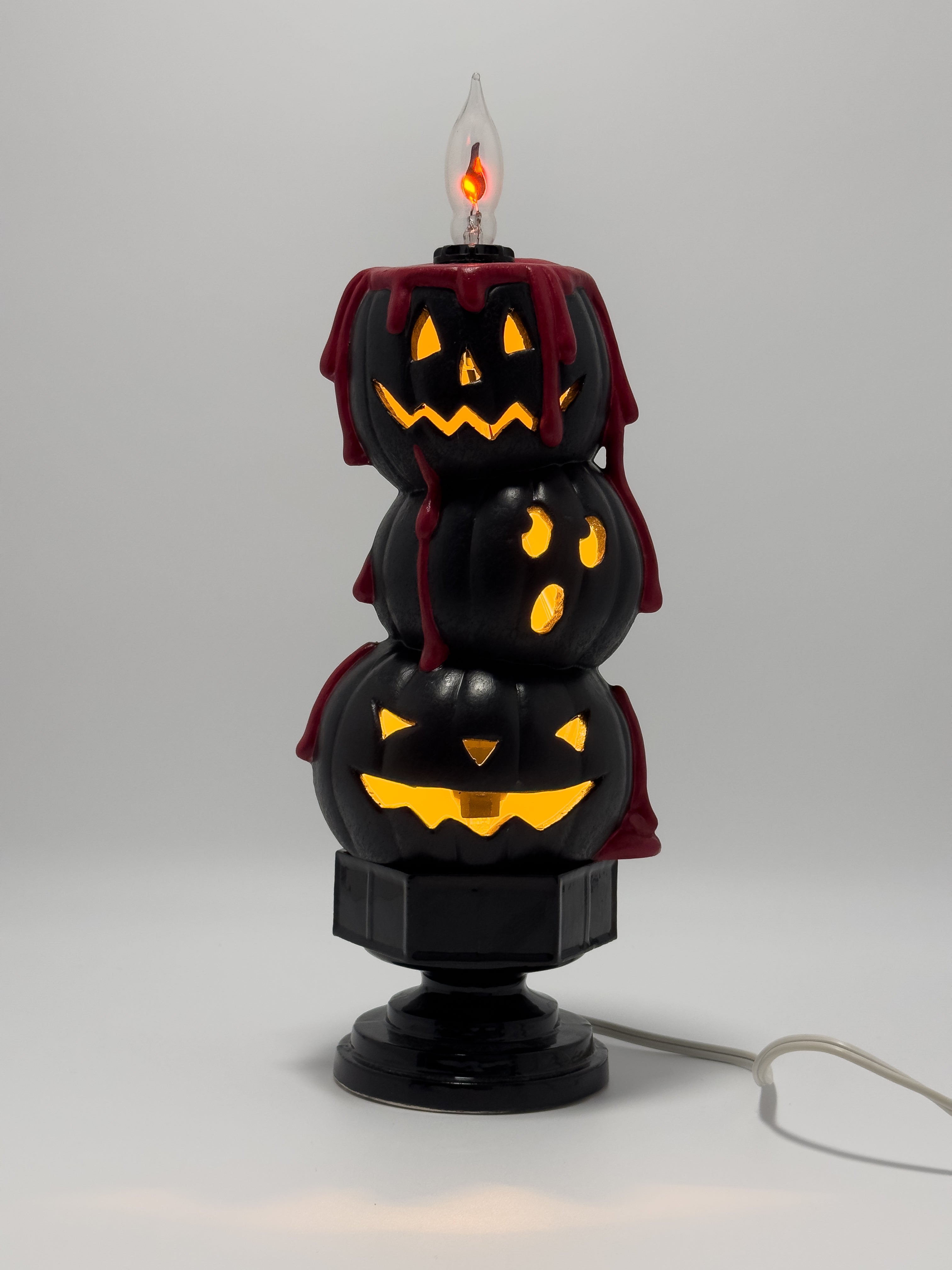 Black Acrylic Stacked Pumpkin Flicker Lamp