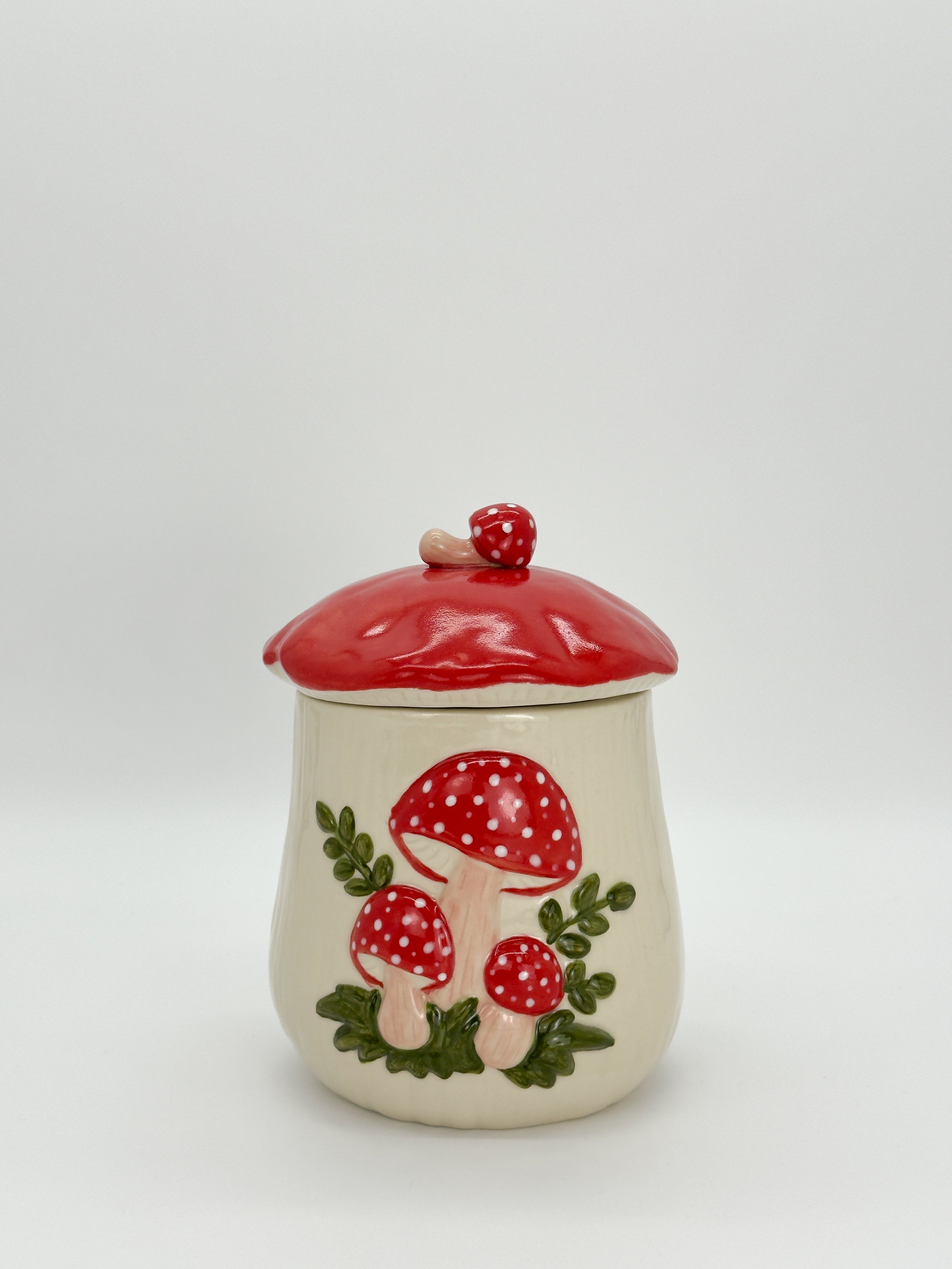 Large Mushroom Jar - Red