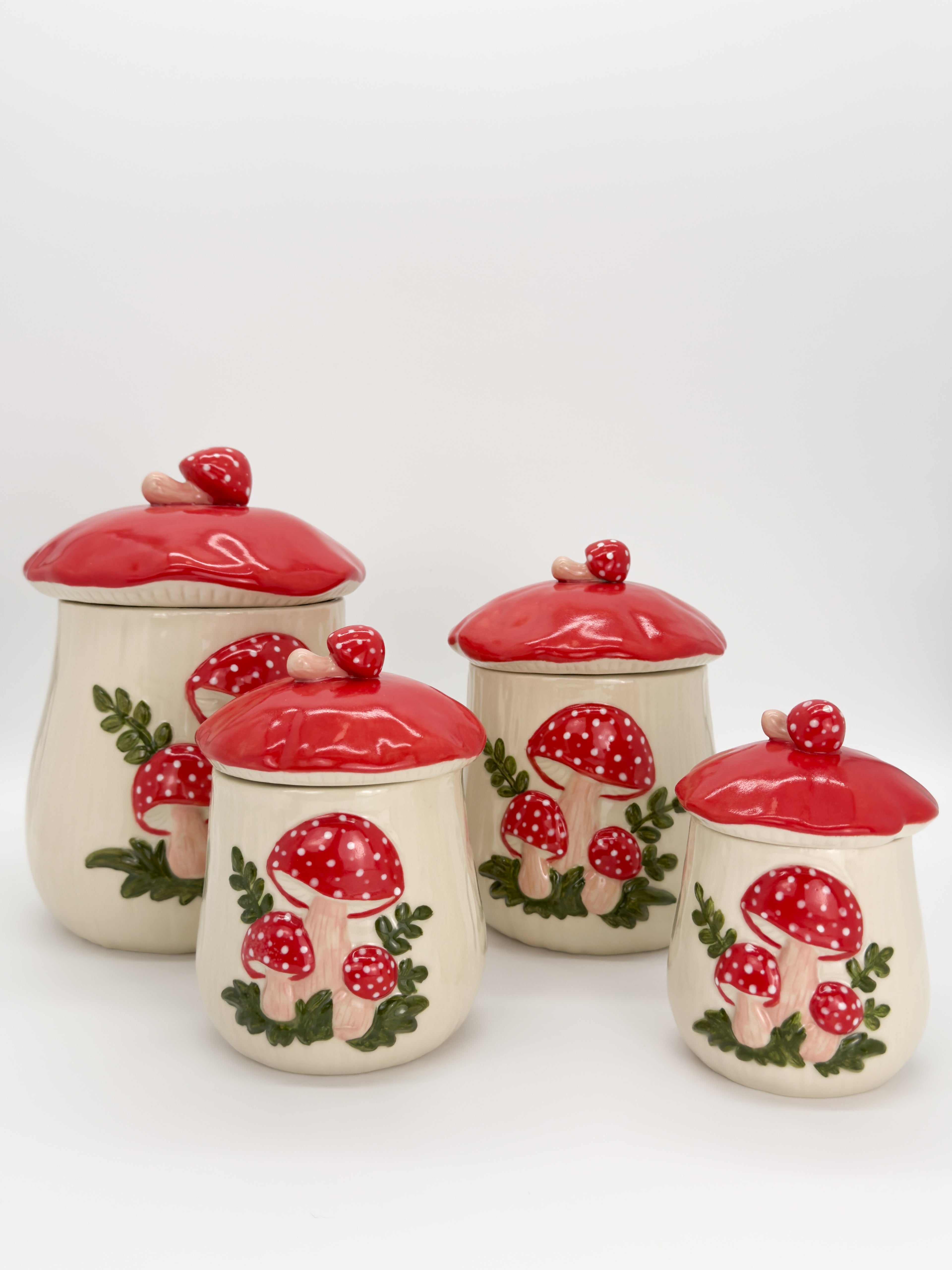 Red Mushroom Jar Set