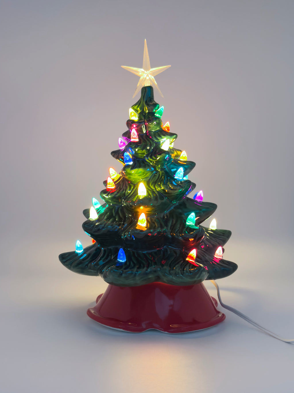 *Green Atlantic Tree Red Base - Multicolor Light - Clear Star