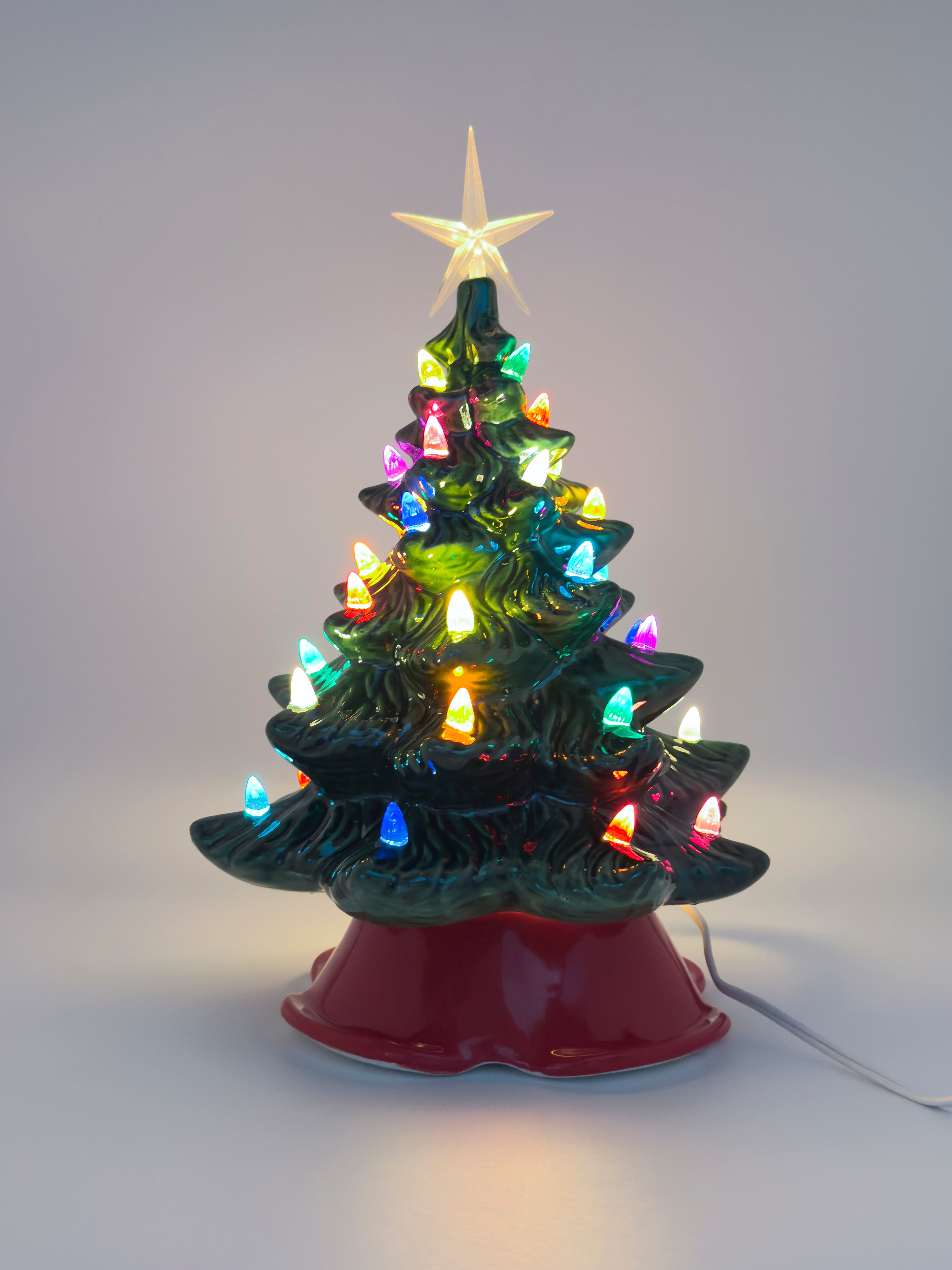 *Green Atlantic Tree Red Base - Multicolor Light - Clear Star