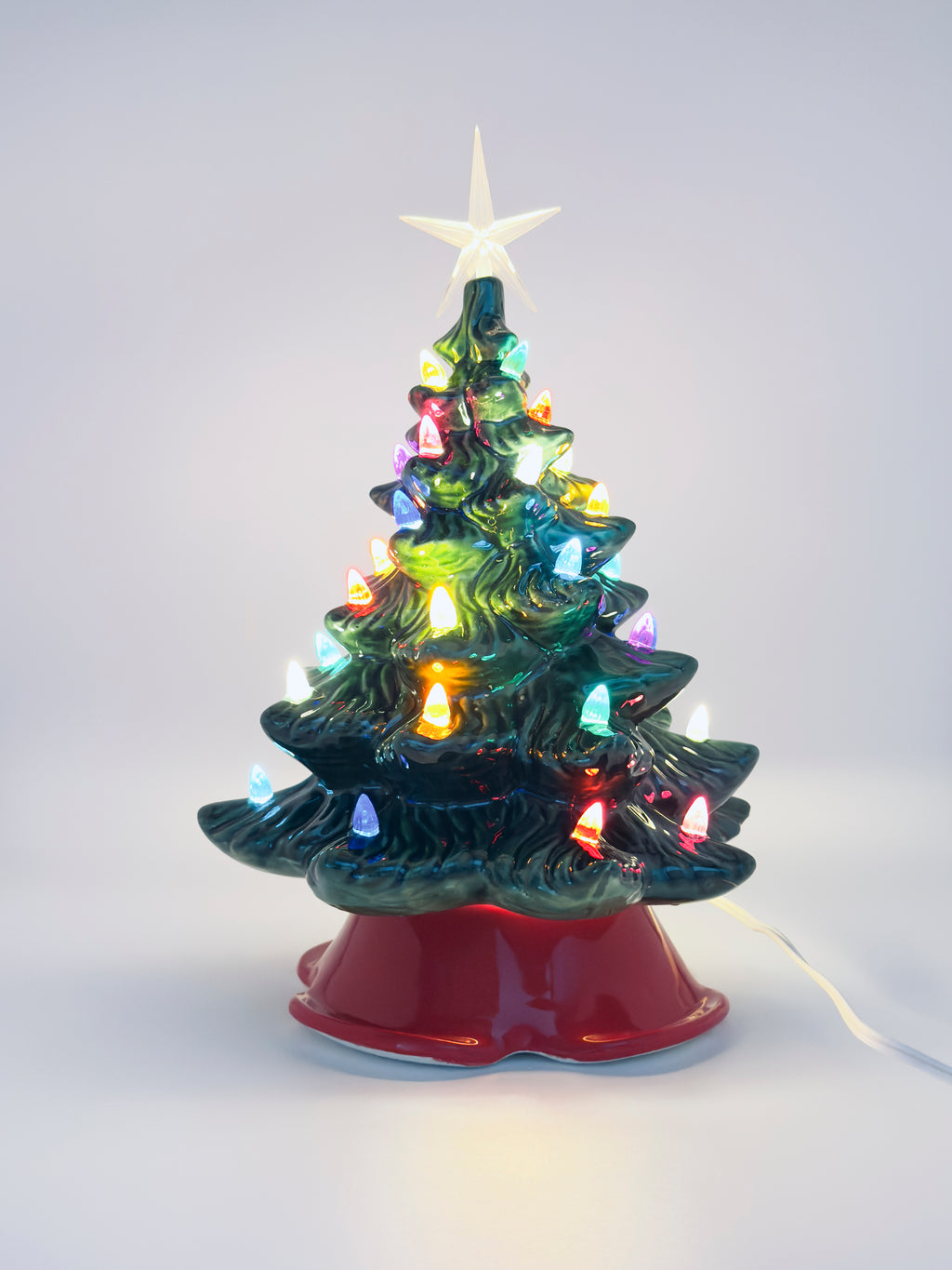 *Green Atlantic Tree Red Base - Multicolor Light - Clear Star