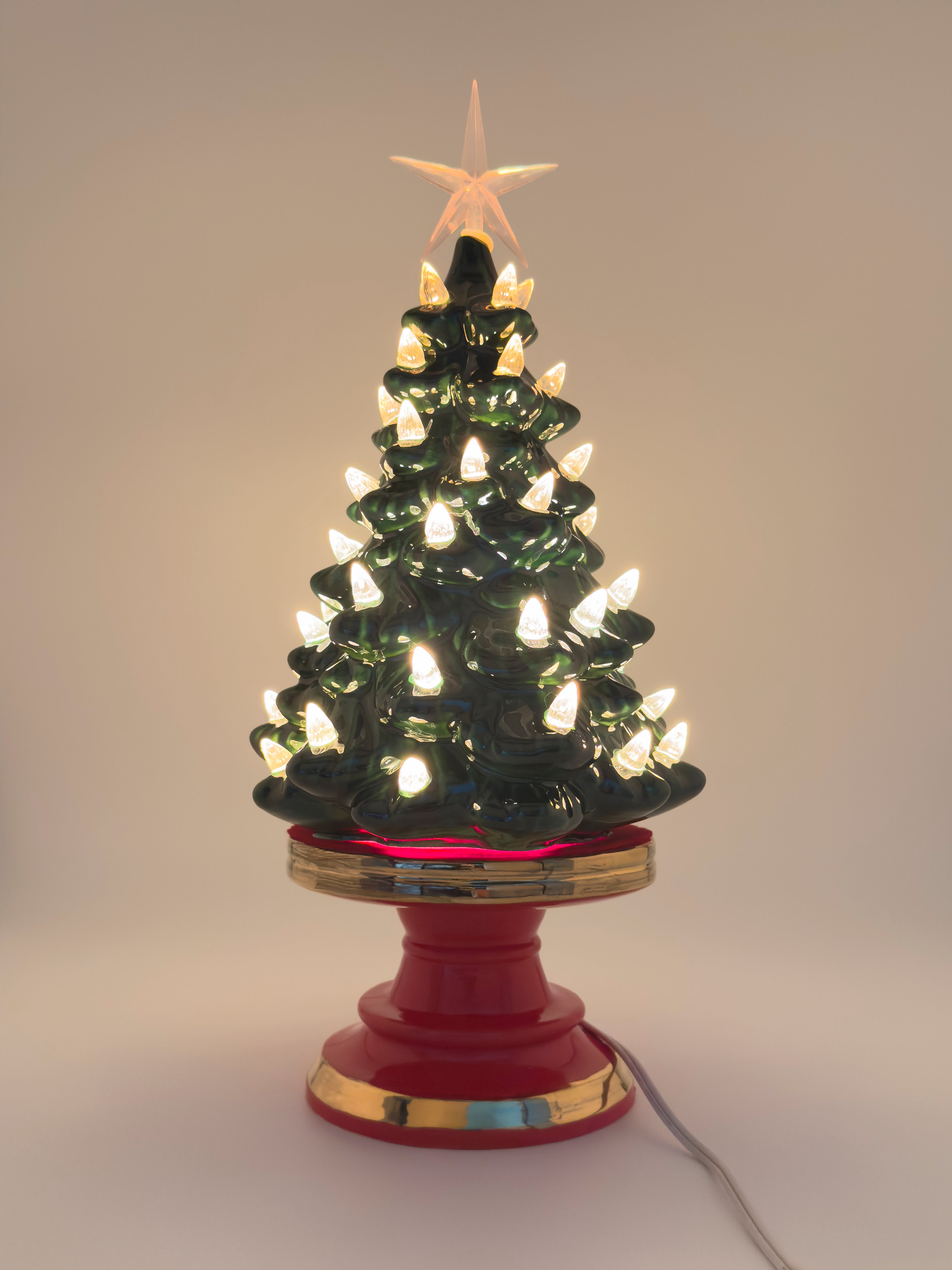 *Green Pedestal Tree Red Base Clear Light / Star