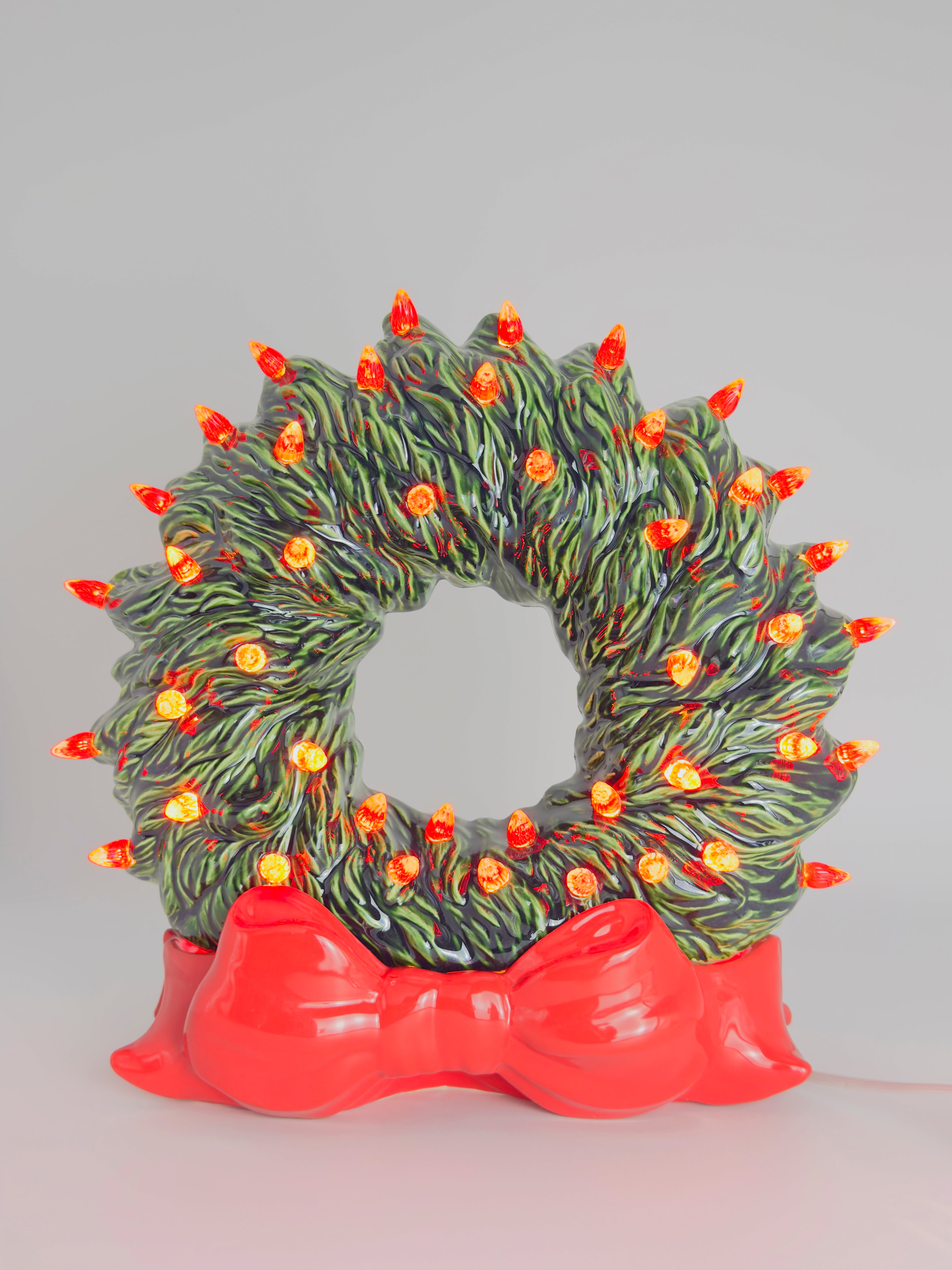 *Green Wreath with Red Lights