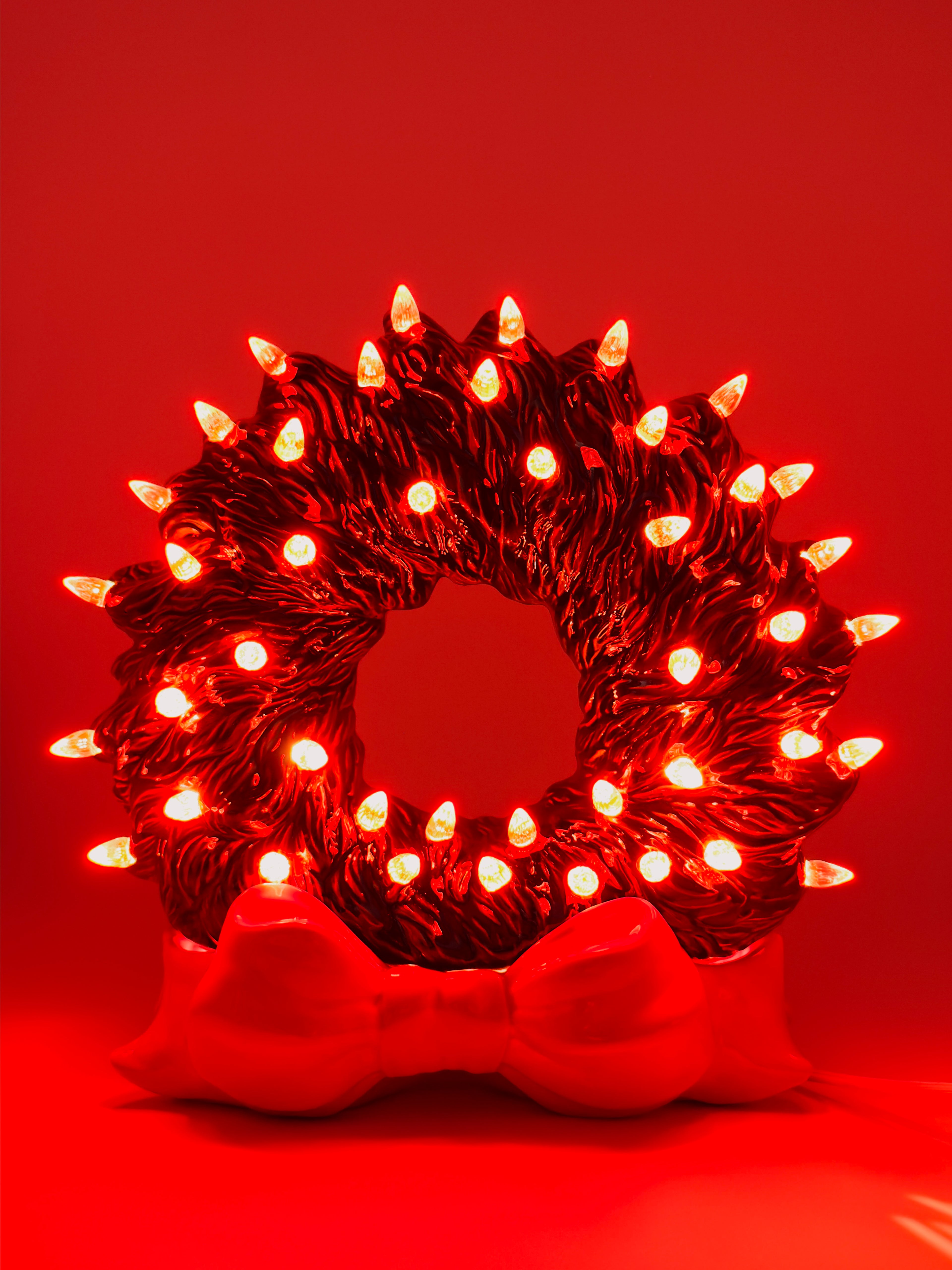 *Green Wreath with Red Lights