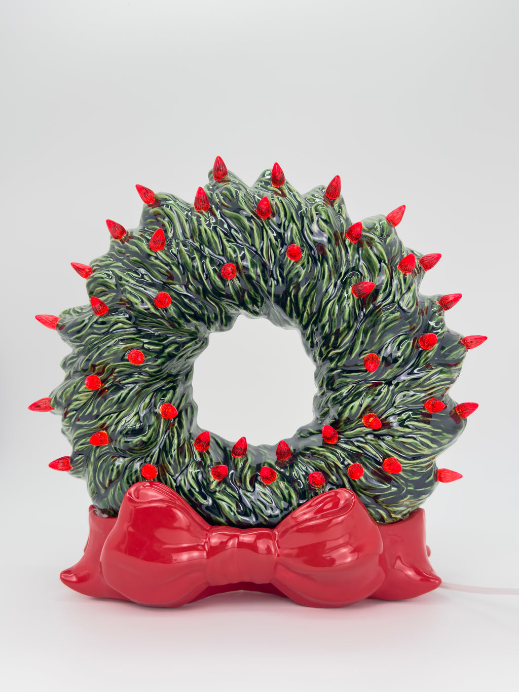 *Green Wreath with Red Lights