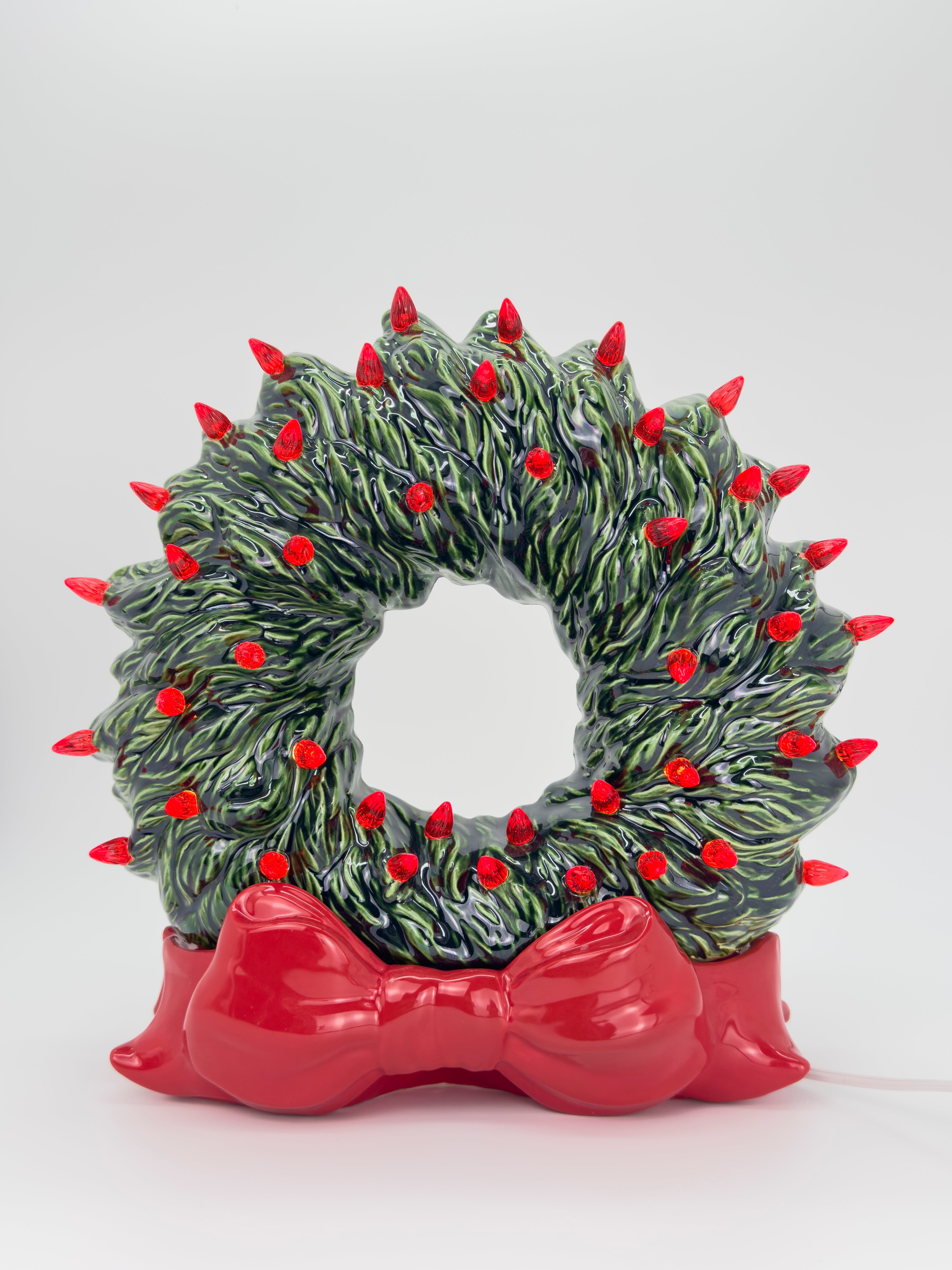 *Green Wreath with Red Lights