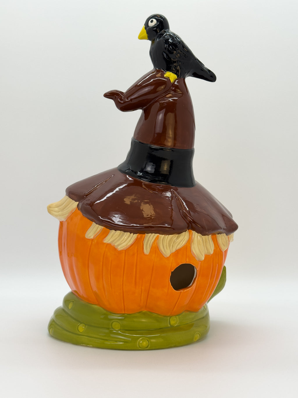 Scarecrow Pumpkin with Brown Hat