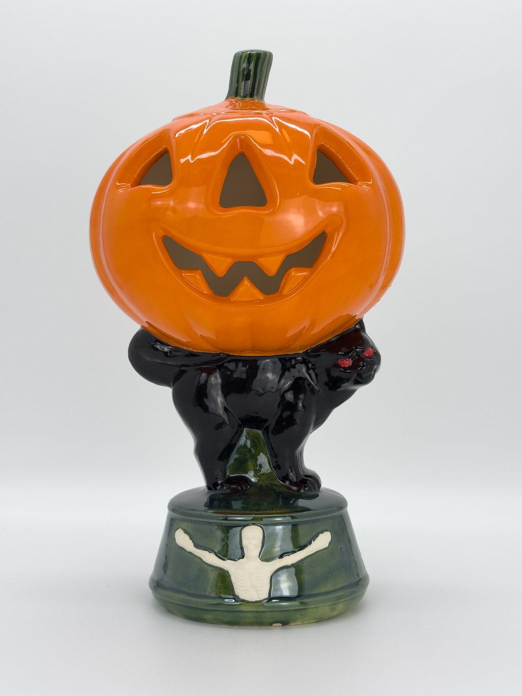 Vintage Black Cat Jack-O-Lantern Stack